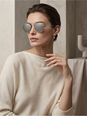 NIB Linda Farrow Dante LFL977 White Gold Sunglasses